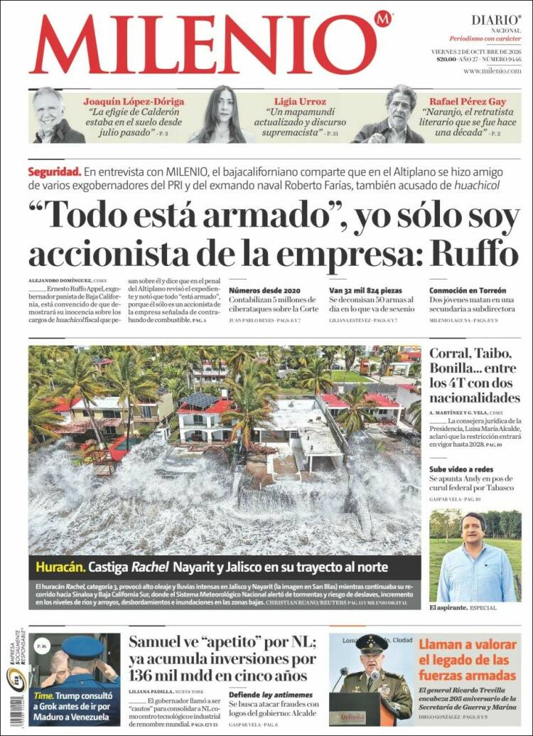Portada de Milenio (M&eacute;xico)