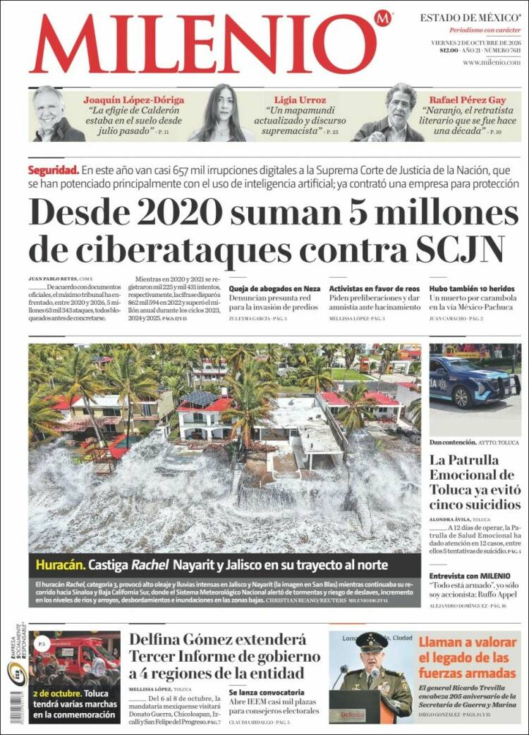 Portada de Milenio - Estado de México (M&eacute;xico)