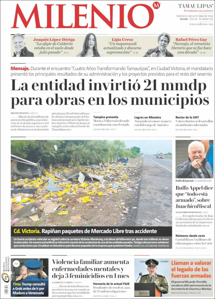 Portada de Milenio - Tamaulipas (M&eacute;xico)