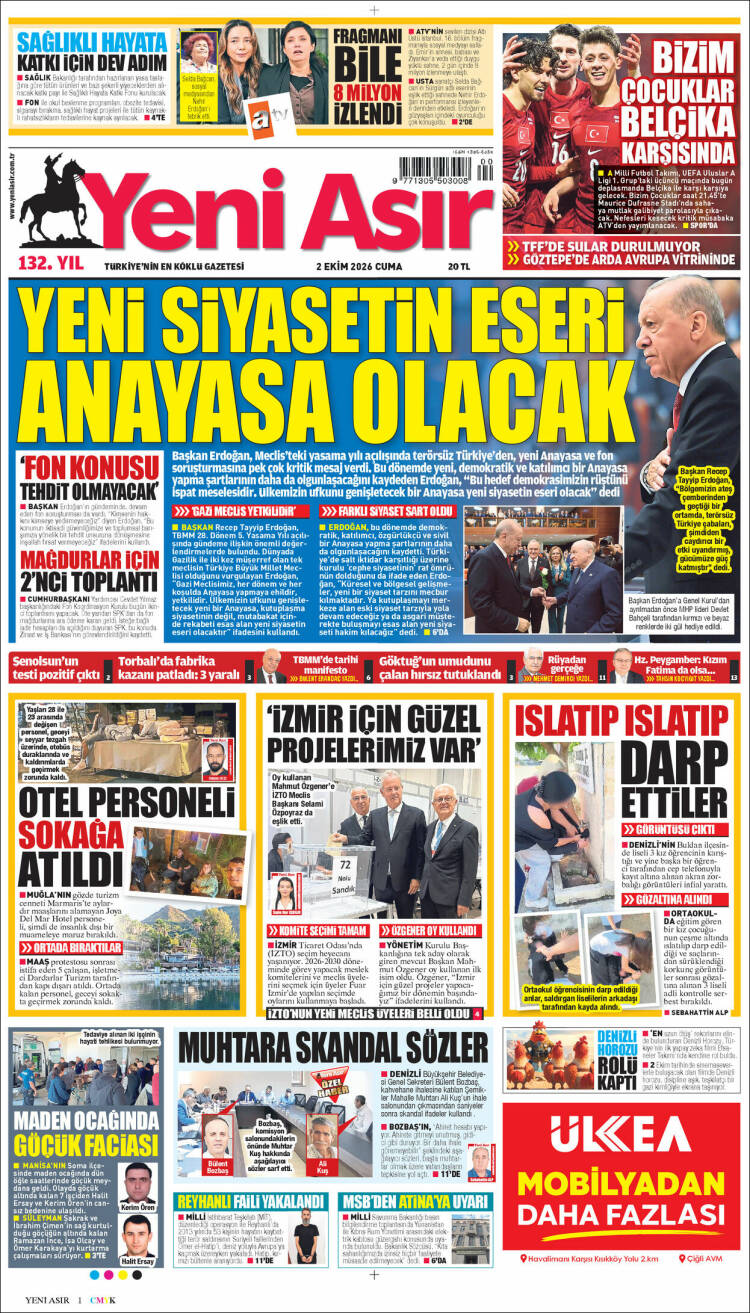 Portada de Yeni Asır (Turqu&iacute;a)