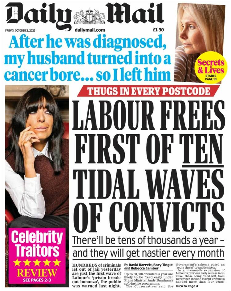 Portada de Daily Mail (Reino Unido)