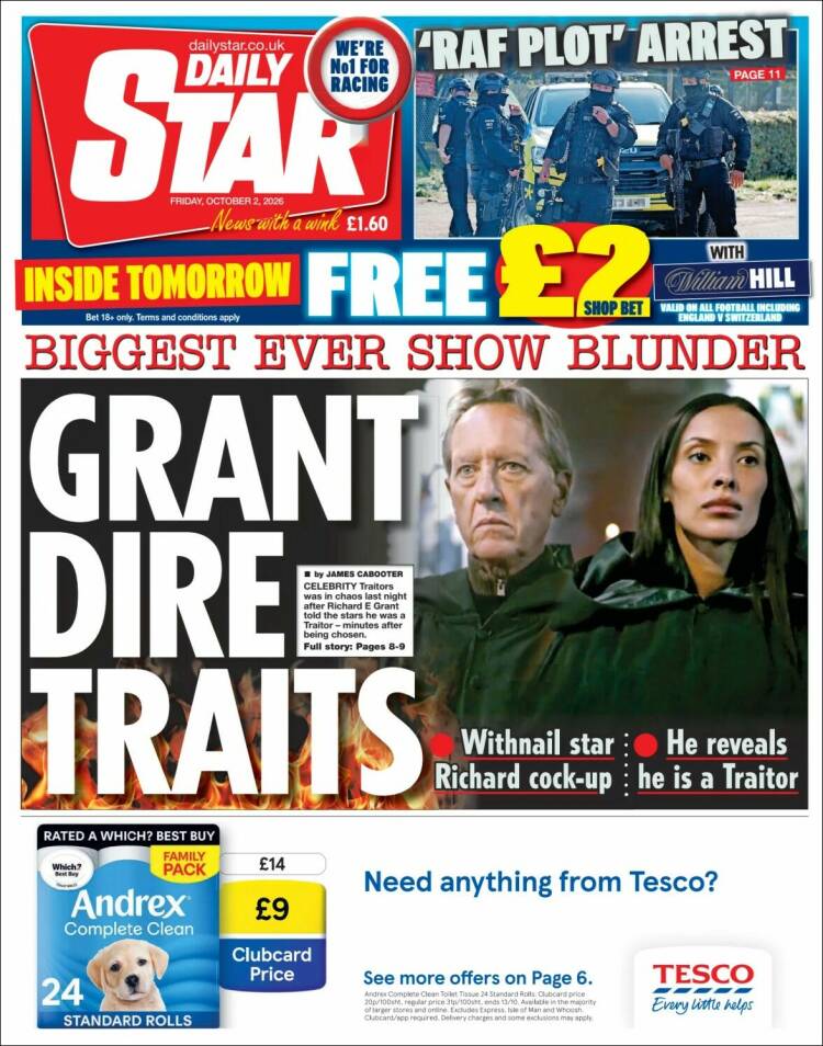 Portada de Daily Star (Reino Unido)