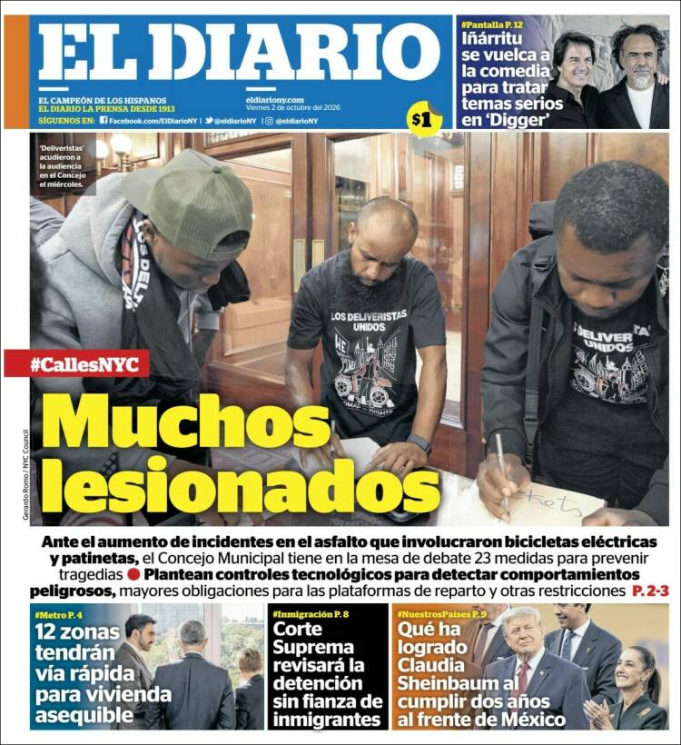Portada de El Diario NY (USA)