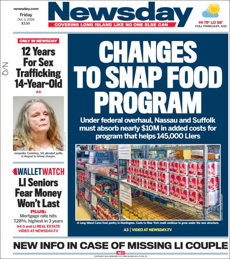 Portada de Newsday (USA)