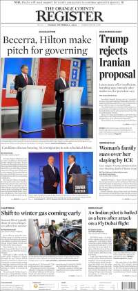 Portada de The Orange County Register (USA)