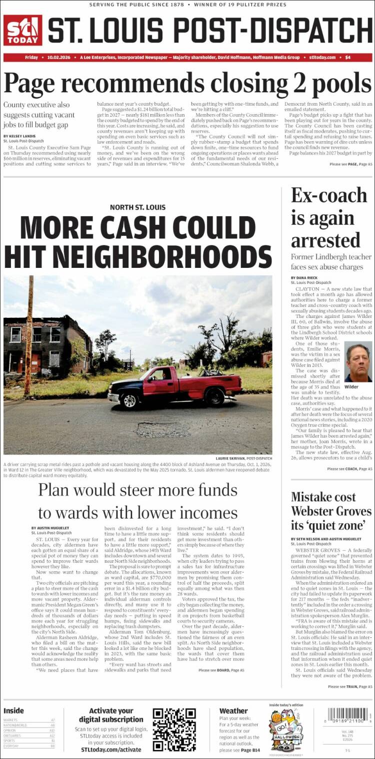 Portada de St. Louis Post-Dispatch (USA)