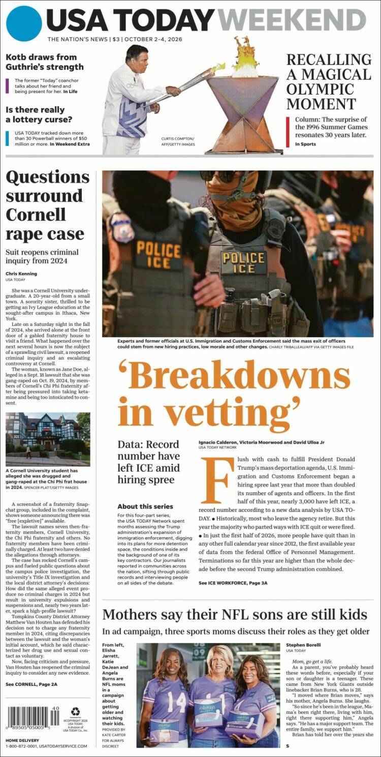 Portada de USA Today (USA)