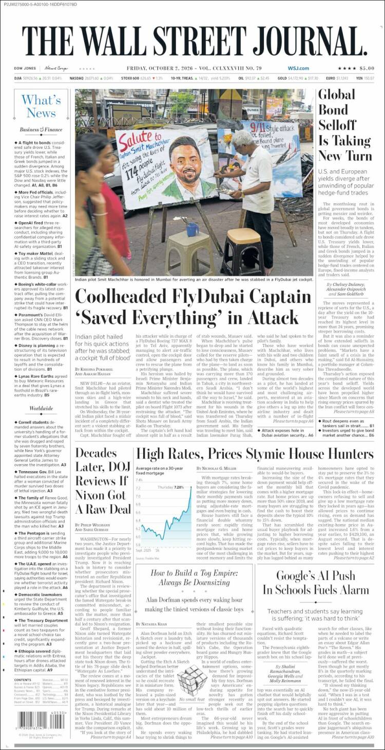 Portada de Wall Street Journal (USA)