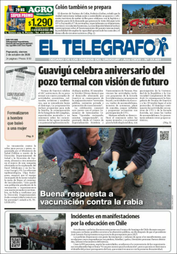 Portada de El Telégrafo (Uruguay)