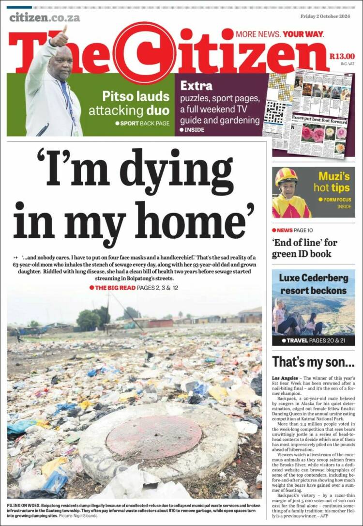 Portada de The Citizen (Sud&aacute;frica)