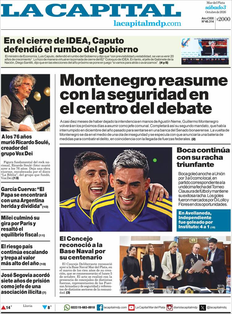 Portada de Diario La Capital - Mar del Plata (Argentina)
