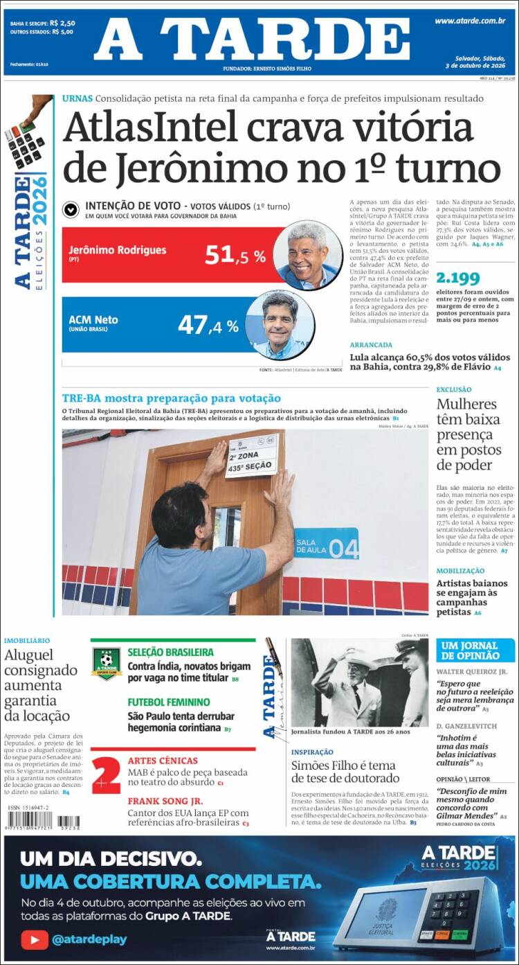 Portada de Diário A Tarde (Brasil)