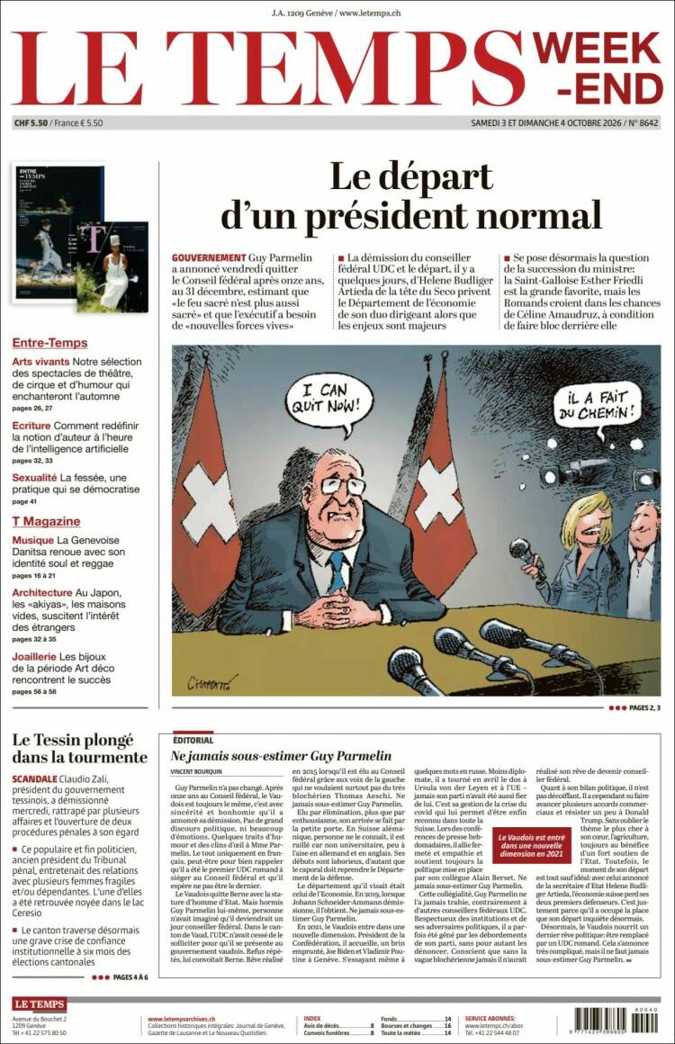 Portada de Le Matin (Suiza)