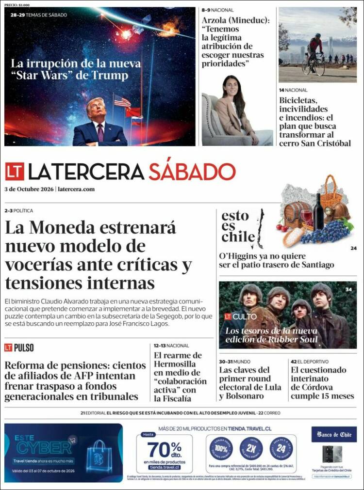 Portada de La Tercera (Chile)