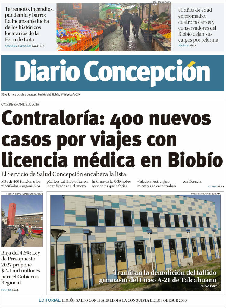 Portada de Diario de Concepción (Chile)