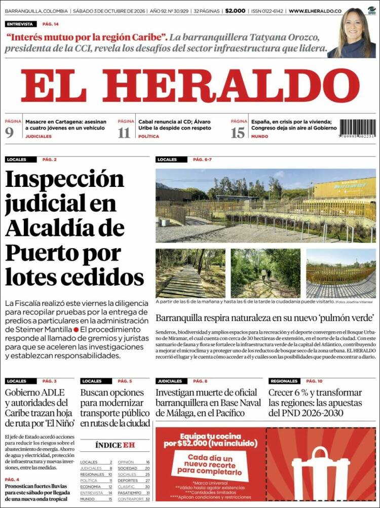 Portada de El Heraldo (Colombia)