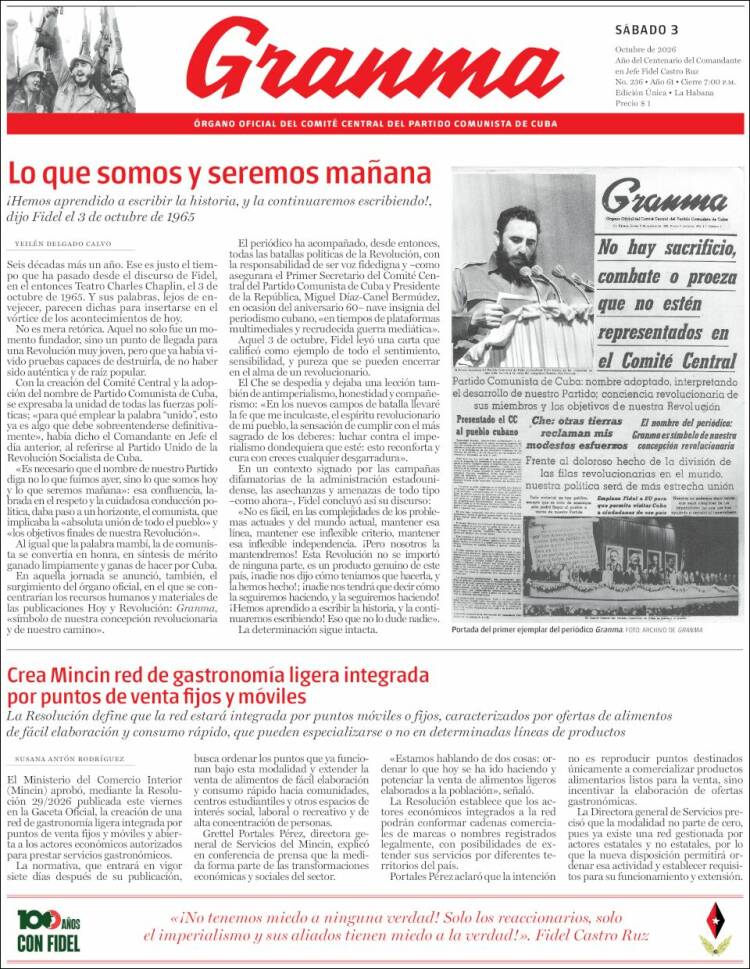 Portada de Granma (Cuba)