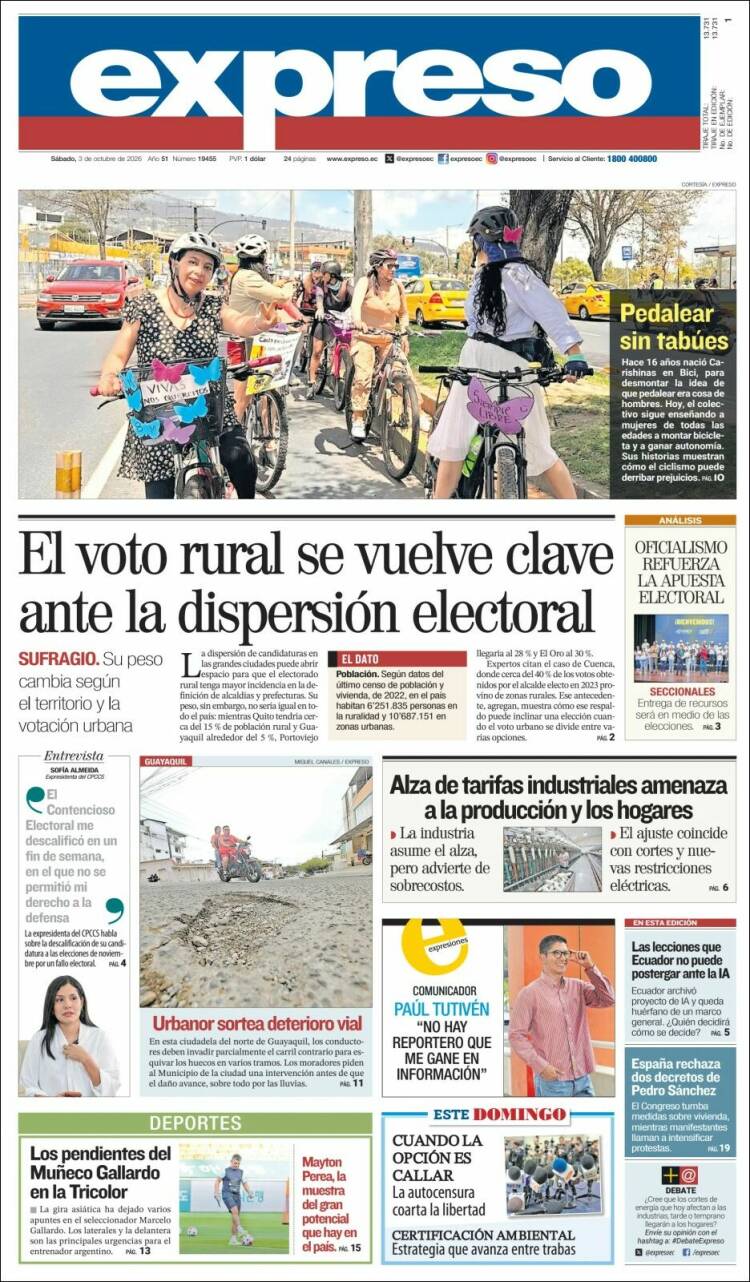 Portada de Expreso (Ecuador)
