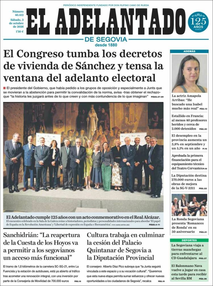 Portada de El Adelantado de Segovia (Espa&ntilde;a)