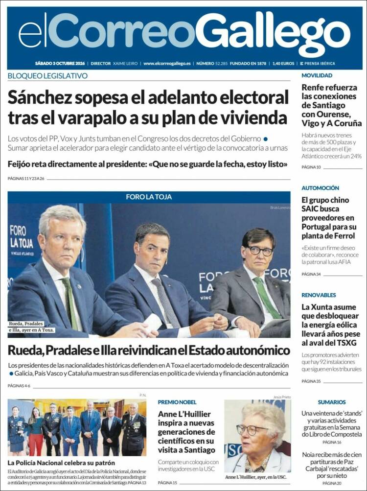 Portada de El Correo Gallego (Espa&ntilde;a)