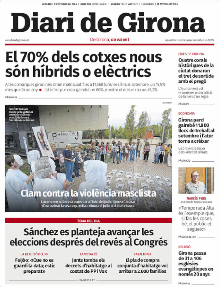 Portada de Diari de Girona (Espa&ntilde;a)