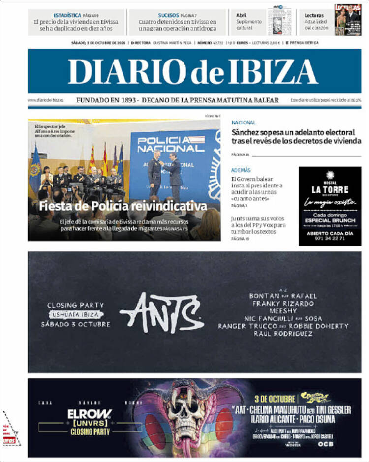 Portada de Diario de Ibiza (Espa&ntilde;a)