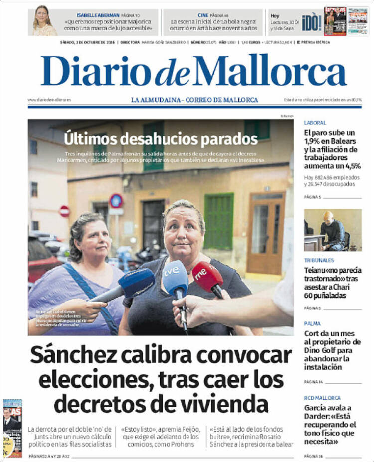 Portada de Diario de Mallorca (Espa&ntilde;a)