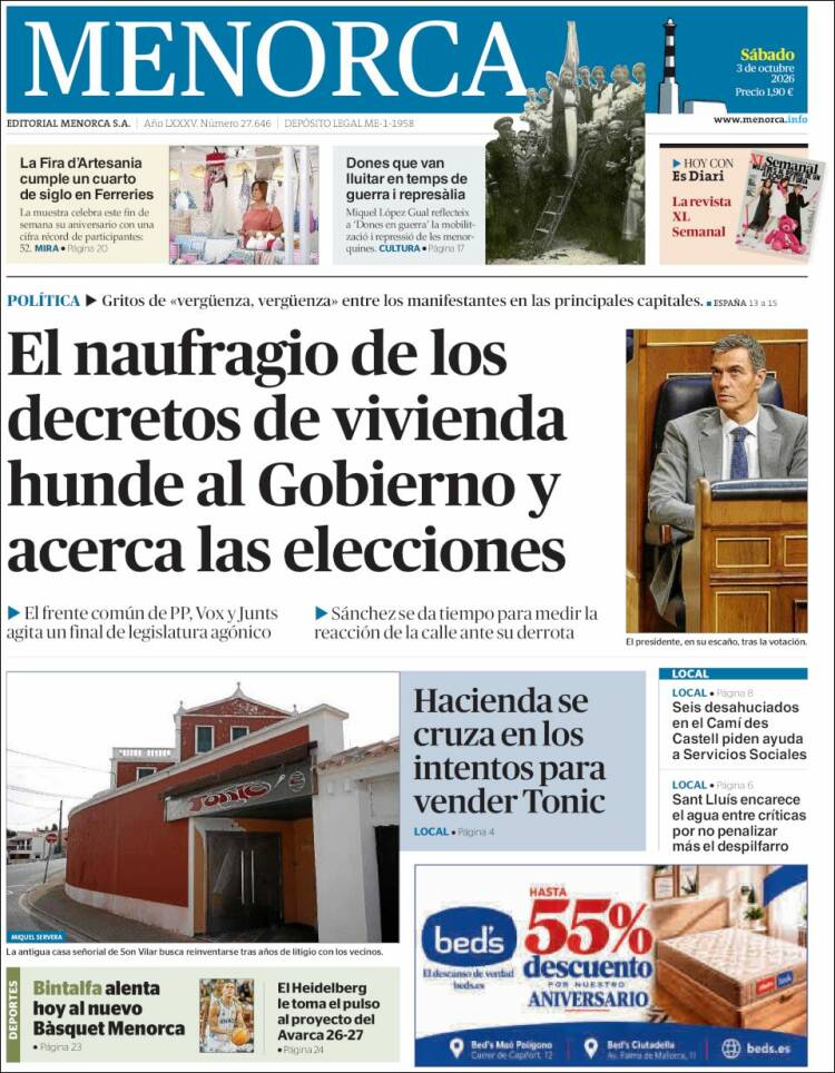 Portada de Menorca - Diario Insular (Espa&ntilde;a)
