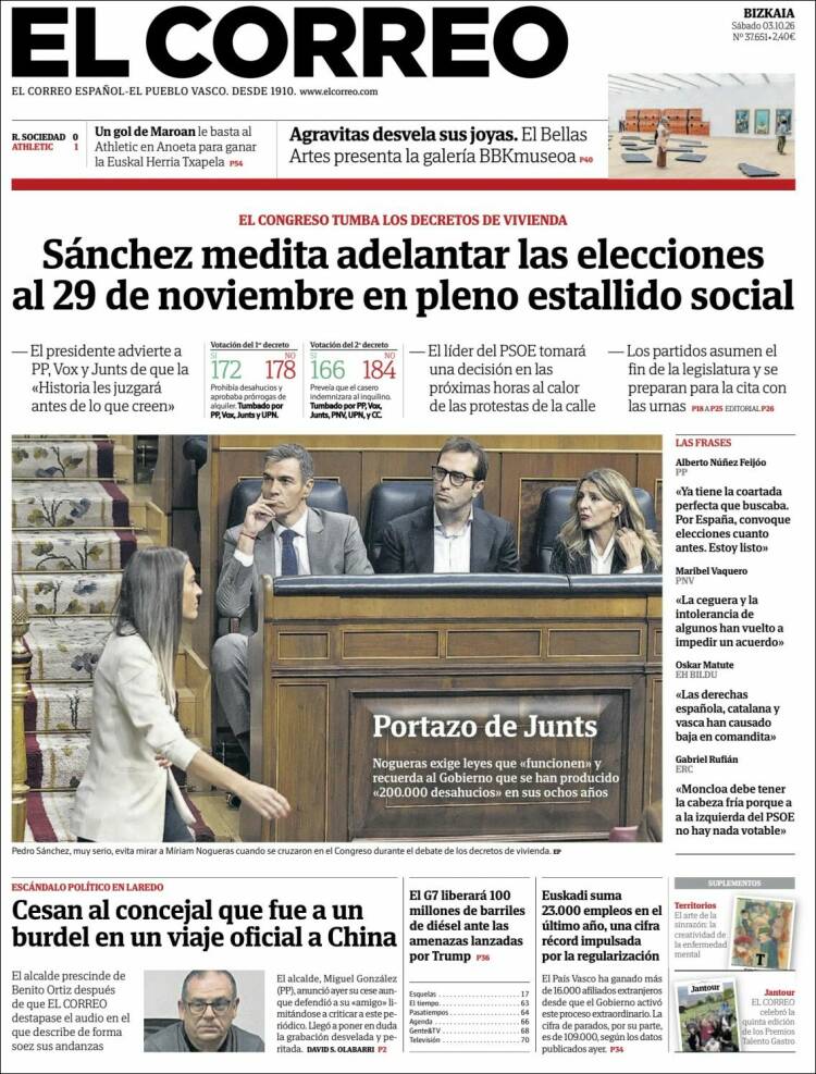 Portada de El Correo (Espa&ntilde;a)