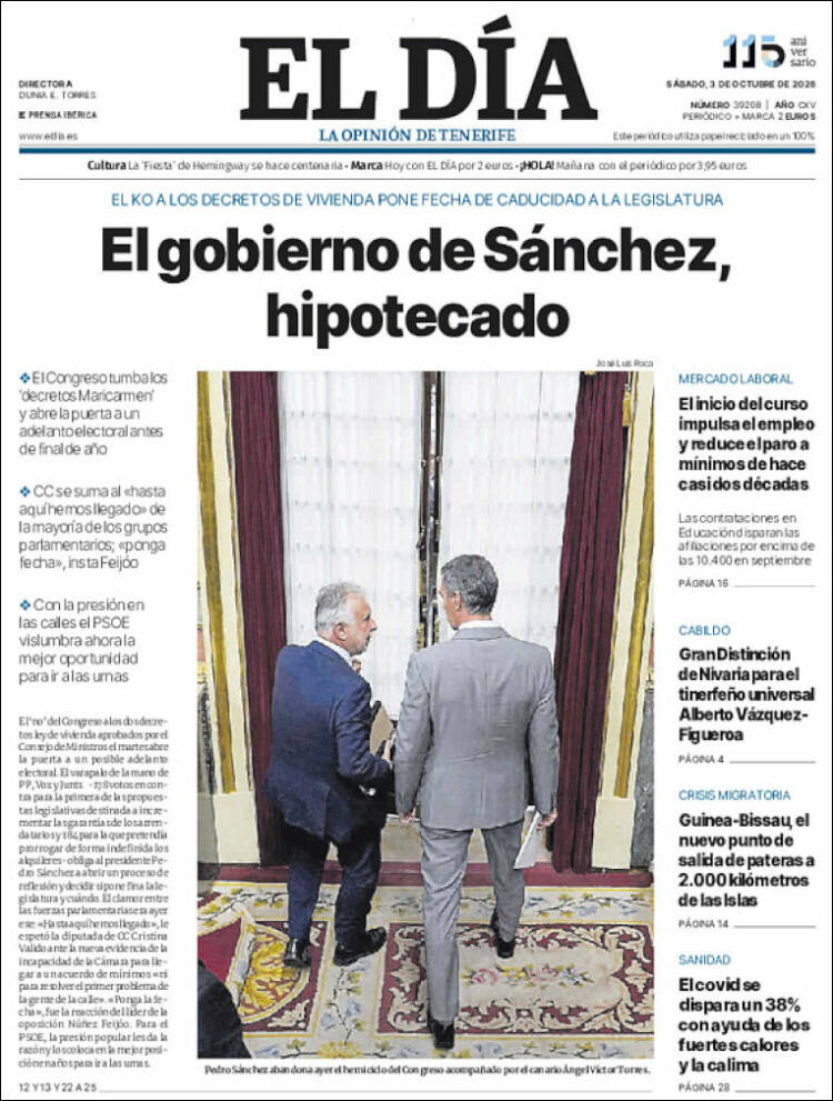 Portada de El Día (Espa&ntilde;a)
