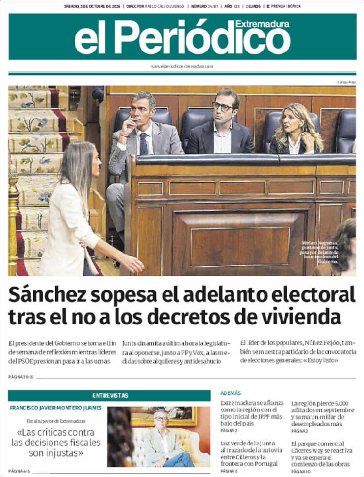 Portada de El Periódico de Extremadura (Espa&ntilde;a)