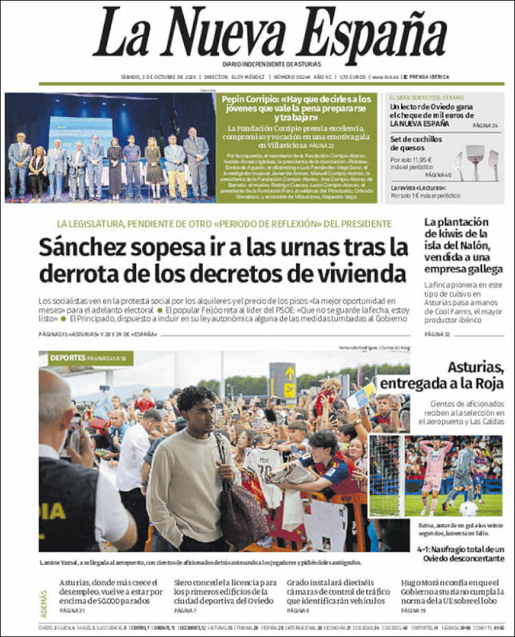 Portada de La Nueva España (Espa&ntilde;a)