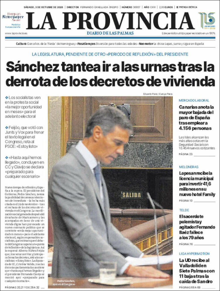 Portada de La Provincia (Espa&ntilde;a)