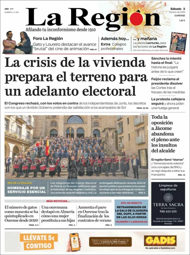 Portada de La Región de Ourense (Espa&ntilde;a)