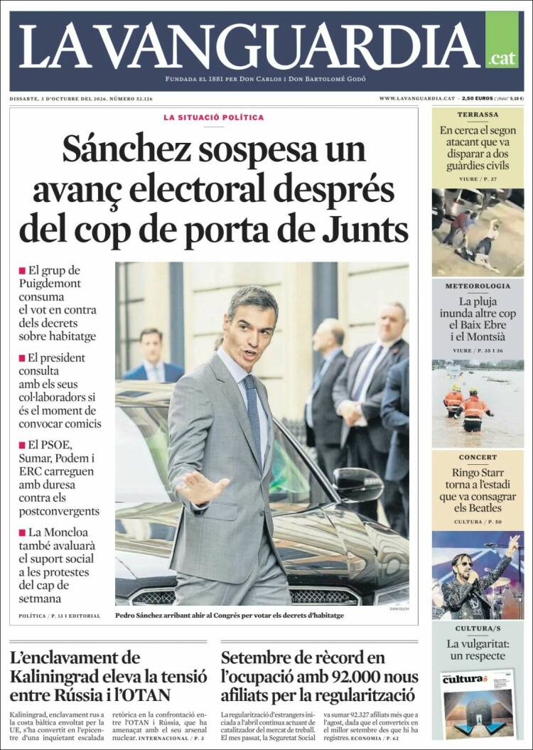 Portada de La Vanguardia (Espa&ntilde;a)