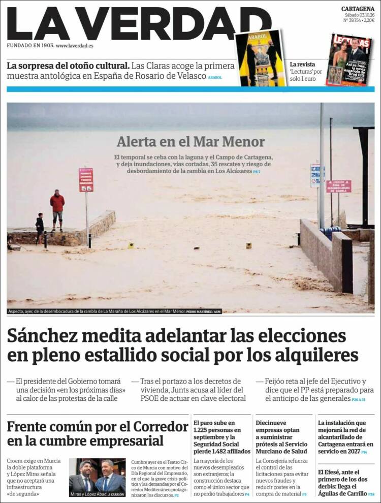 Portada de La Verdad de Cartagena (Espa&ntilde;a)