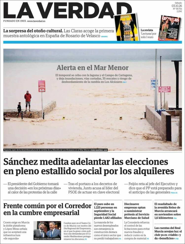 Portada de La Verdad de Murcia (Espa&ntilde;a)