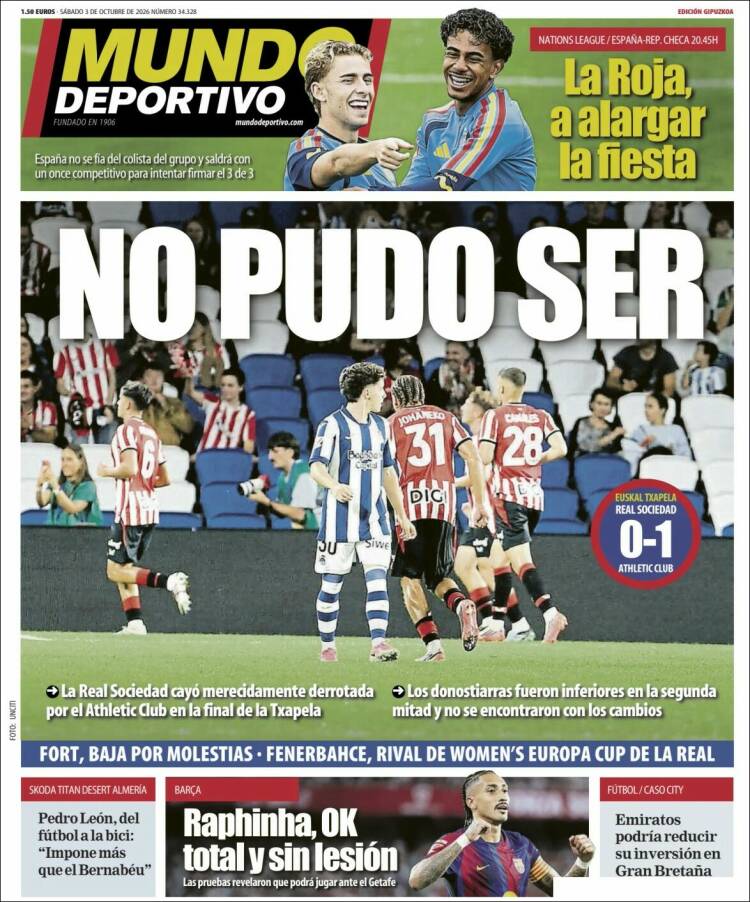 Portada de Mundo Deportivo Gipuzkoa (Espa&ntilde;a)