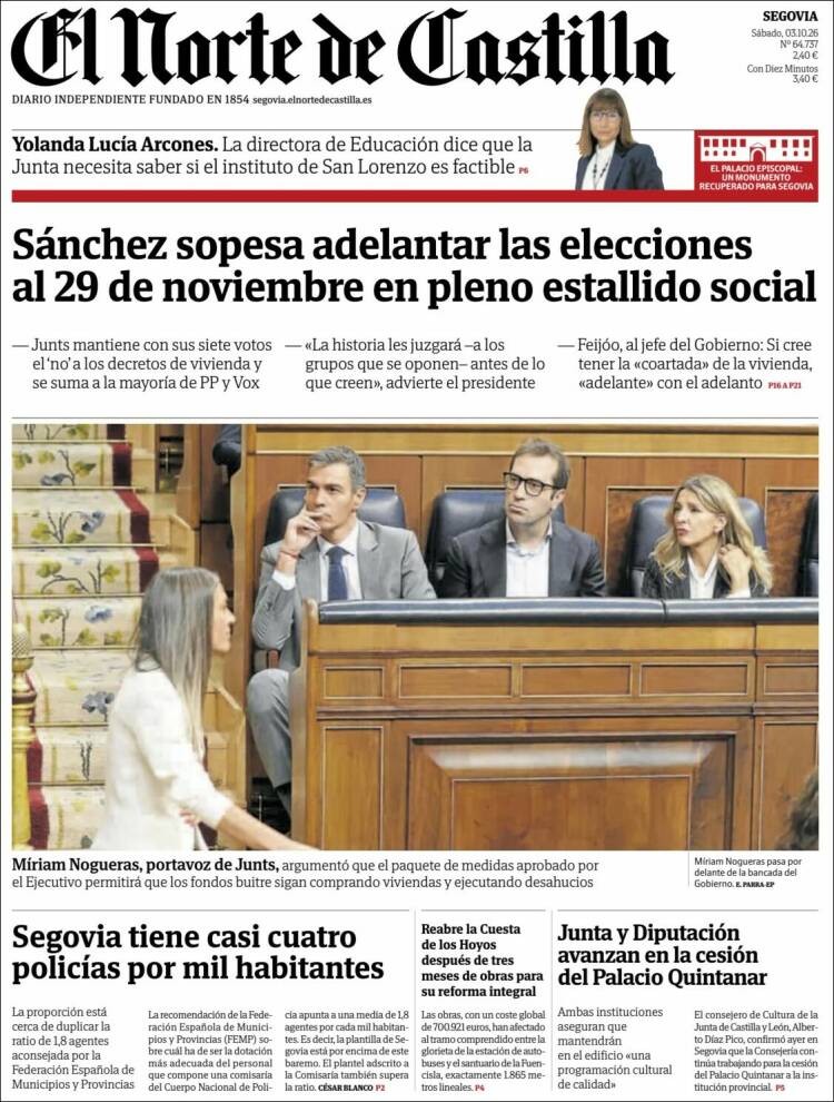 Portada de Norte de Castilla - Segovia (Espa&ntilde;a)