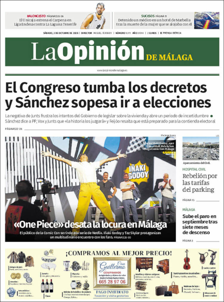Portada de La Opinión de Málaga (Espa&ntilde;a)