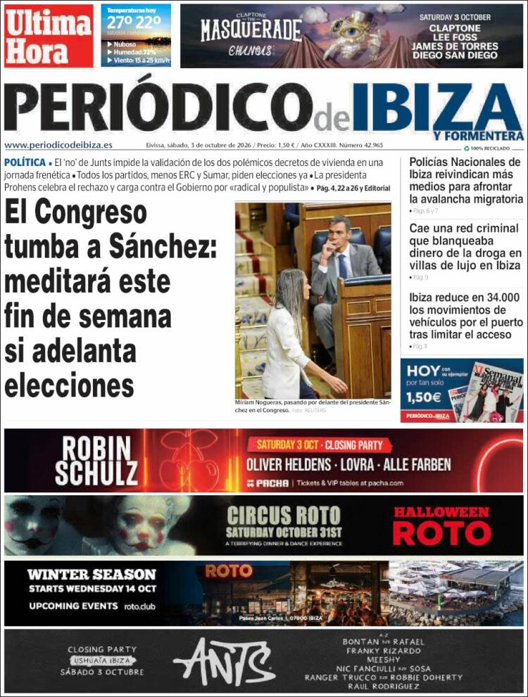 Portada de Periódico de Ibiza (Espa&ntilde;a)