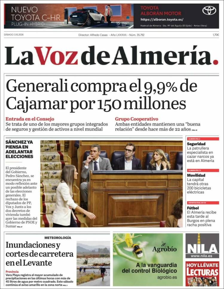 Portada de La Voz de Almería (Espa&ntilde;a)
