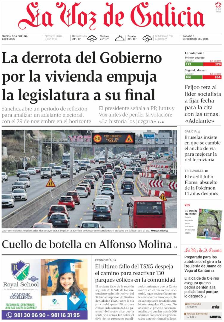 Portada de La Voz de Galicia (Espa&ntilde;a)