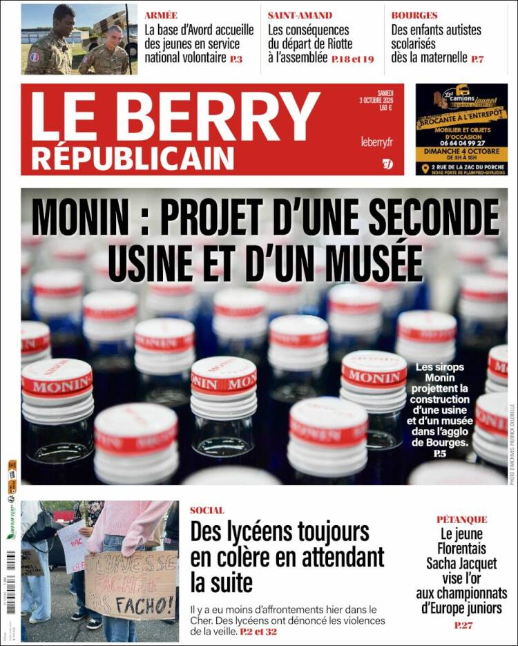 Portada de Berry Republicain (Francia)