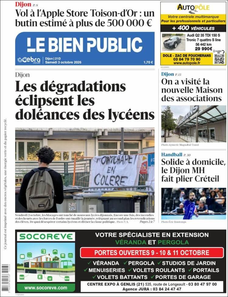 Portada de Le Bien Public (Francia)
