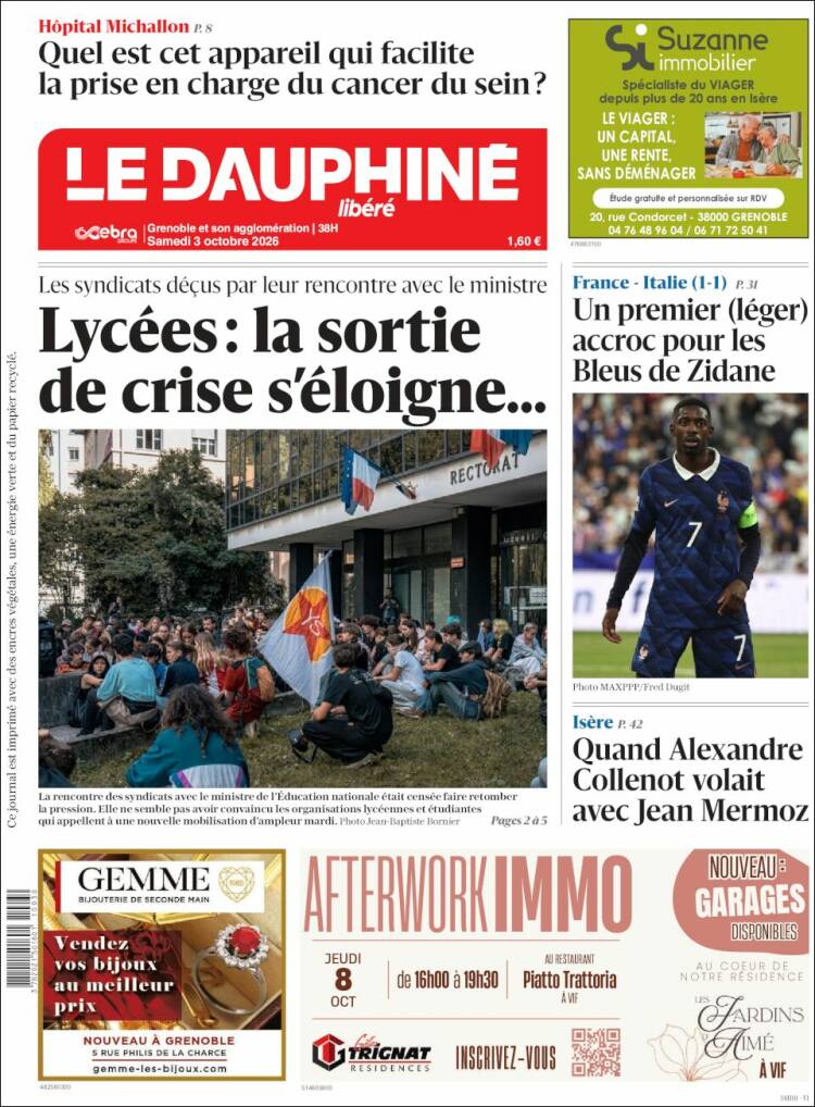 Portada de Le Dauphiné Libéré (Francia)