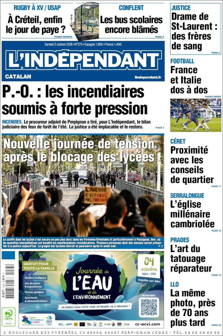 Portada de Le Indépendant (Francia)