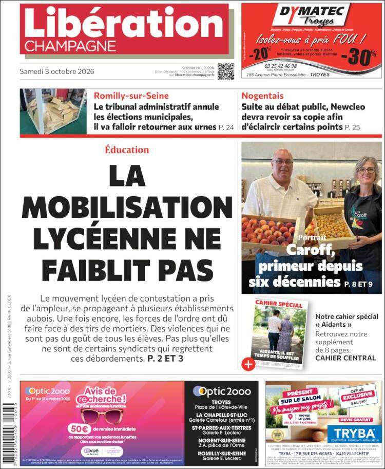 Portada de Libération Champagne (Francia)