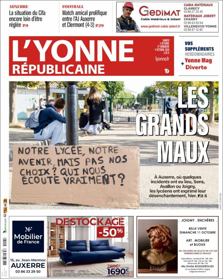 Portada de L'Yonne-Républicaine (Francia)