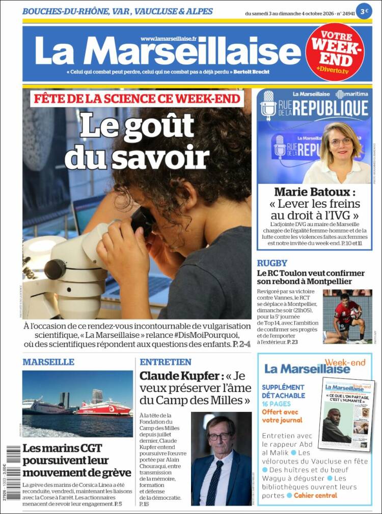 Portada de La Marseillaise (Francia)